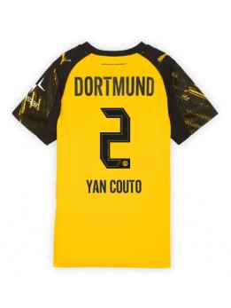 Borussia Dortmund Yan Couto #2 Replika Hemmakläder Dam 2025-26 Kortärmad
